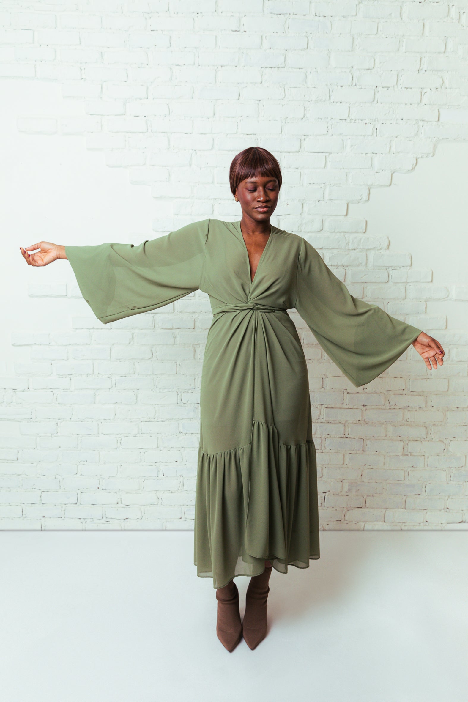 helena long sleeve ruched maxi dress Helena Long Sleeve Ruched Maxi Dress